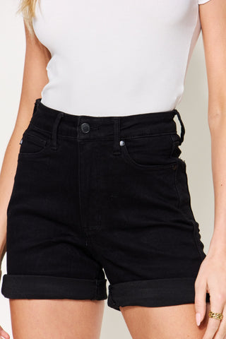 Shop Judy Blue Full Size High Waist Tummy Control Cuffed Denim Shorts Now On Klozey Store - Trendy U.S. Premium Women Apparel & Accessories And Be Up-To-Fashion!