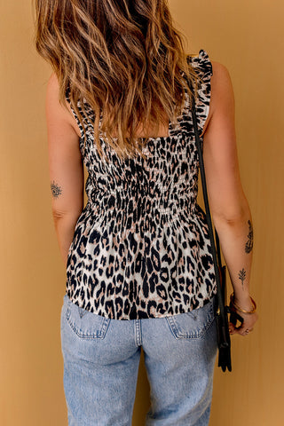 Shop Leopard Square Neck Wide Strap Tank Now On Klozey Store - Trendy U.S. Premium Women Apparel & Accessories And Be Up-To-Fashion!