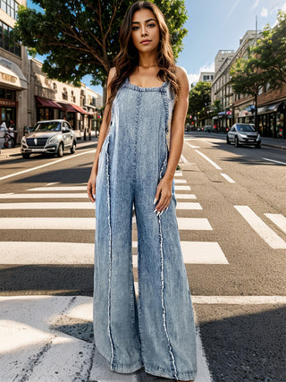 Shop Adjustable Strap Wide Leg Denim Overalls Now On Klozey Store - Trendy U.S. Premium Women Apparel & Accessories And Be Up-To-Fashion!