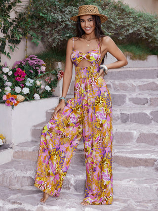 Shop Cutout Printed Spaghetti Strap Jumpsuit Now On Klozey Store - Trendy U.S. Premium Women Apparel & Accessories And Be Up-To-Fashion!