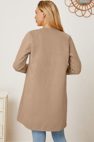 Shop Open Front Pocketed Long Sleeve Coat Now On Klozey Store - Trendy U.S. Premium Women Apparel & Accessories And Be Up-To-Fashion!