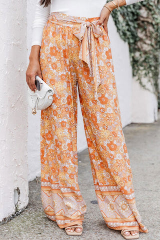 Shop Floral Tie Front Wide Leg Pants Now On Klozey Store - Trendy U.S. Premium Women Apparel & Accessories And Be Up-To-Fashion!