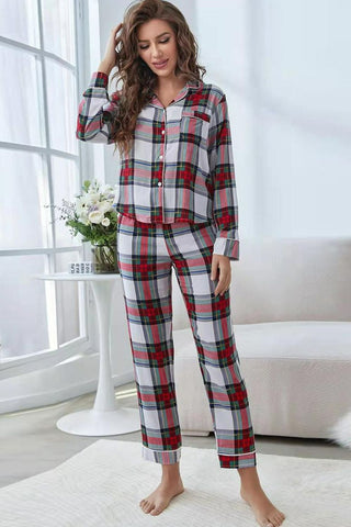 Shop Plaid Button Front Top and Pants Lounge Set Now On Klozey Store - Trendy U.S. Premium Women Apparel & Accessories And Be Up-To-Fashion!