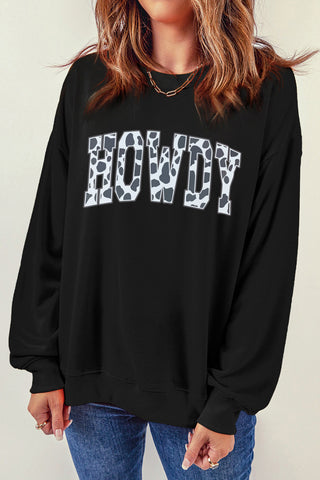 Shop Round Neck Long Sleeve Howdy Graphic Sweatshirt Now On Klozey Store - Trendy U.S. Premium Women Apparel & Accessories And Be Up-To-Fashion!
