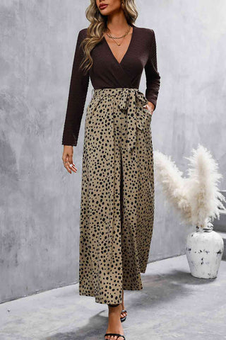 Shop Long Sleeve Tie Waist Jumpsuit Now On Klozey Store - Trendy U.S. Premium Women Apparel & Accessories And Be Up-To-Fashion!