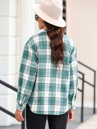 Shop Plaid Collared Neck Button Up Jacket Now On Klozey Store - Trendy U.S. Premium Women Apparel & Accessories And Be Up-To-Fashion!