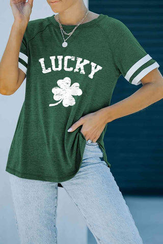 Shop LUCKY Clover Graphic Tee Shirt Now On Klozey Store - Trendy U.S. Premium Women Apparel & Accessories And Be Up-To-Fashion!