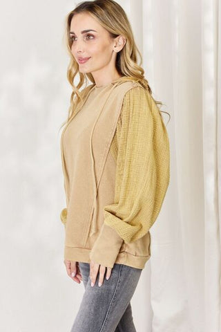 Shop HEYSON Full Size Mineral Wash Cotton Gauze Terry Hoodie Now On Klozey Store - Trendy U.S. Premium Women Apparel & Accessories And Be Up-To-Fashion!