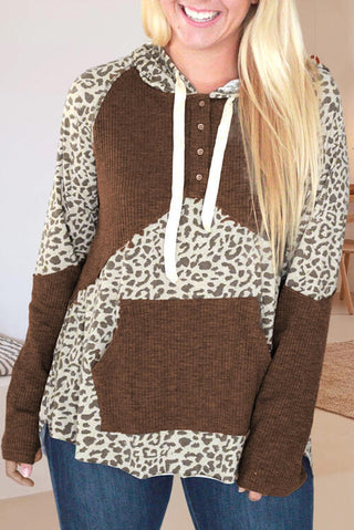 Shop Drawstring Leopard Long Sleeve Hoodie Now On Klozey Store - Trendy U.S. Premium Women Apparel & Accessories And Be Up-To-Fashion!