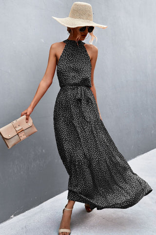 Shop Printed Sleeveless Tie Waist Maxi Dress Now On Klozey Store - Trnedy U.S. Premium Women Apparel & Accessories And Be Up-To-Fashion!