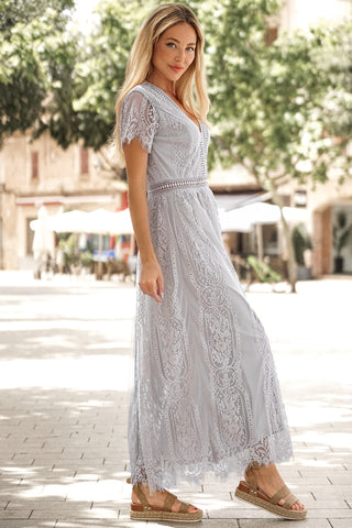 Shop Scalloped Trim Lace Plunge Dress Now On Klozey Store - Trendy U.S. Premium Women Apparel & Accessories And Be Up-To-Fashion!