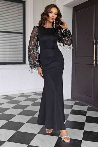 Shop Sequin Round Neck Maxi Dress Now On Klozey Store - Trendy U.S. Premium Women Apparel & Accessories And Be Up-To-Fashion!