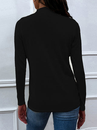 Shop Mock Neck Long Sleeve Knit Top Now On Klozey Store - U.S. Fashion And Be Up-To-Fashion!