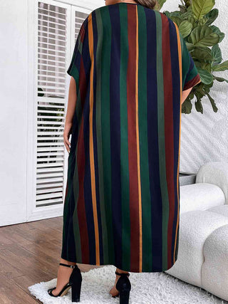 Shop Plus Size Striped Maxi Dress with Pockets Now On Klozey Store - Trendy U.S. Premium Women Apparel & Accessories And Be Up-To-Fashion!
