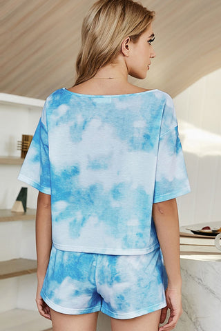Shop Tie-Dye Boat Neck Top and Shorts Lounge Set Now On Klozey Store - U.S. Fashion And Be Up-To-Fashion!