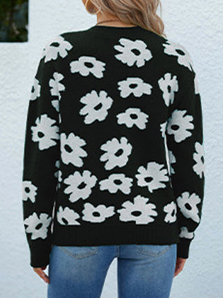 Shop Floral Round Neck Sweater Now On Klozey Store - Trendy U.S. Premium Women Apparel & Accessories And Be Up-To-Fashion!