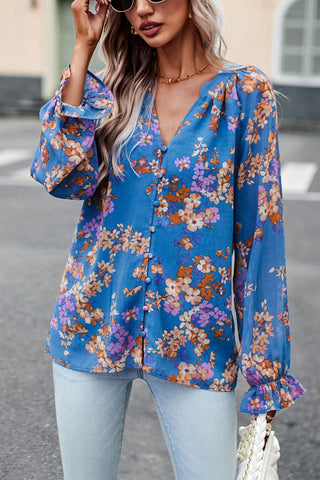 Shop Floral Print Flounce Sleeve Blouse Now On Klozey Store - Trendy U.S. Premium Women Apparel & Accessories And Be Up-To-Fashion!