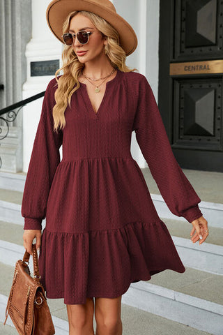 Shop Ruched Notched Long Sleeve Mini Dress Now On Klozey Store - U.S. Fashion And Be Up-To-Fashion!