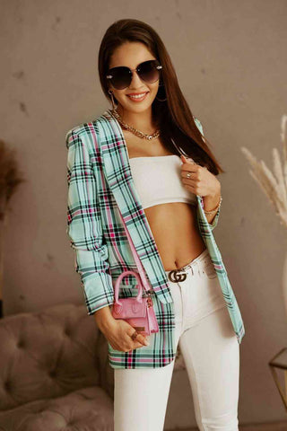 Shop Plaid Open Front Blazer Now On Klozey Store - Trendy U.S. Premium Women Apparel & Accessories And Be Up-To-Fashion!