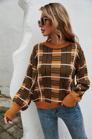 Shop Printed Round Neck Dropped Shoulder Sweater Now On Klozey Store - Trendy U.S. Premium Women Apparel & Accessories And Be Up-To-Fashion!