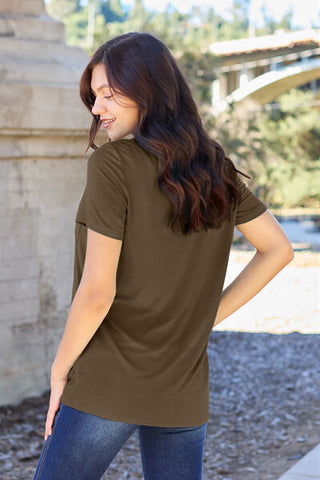 Shop Basic Bae Full Size V-Neck Short Sleeve T-Shirt Now On Klozey Store - Trendy U.S. Premium Women Apparel & Accessories And Be Up-To-Fashion!
