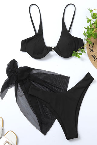 Shop Ribbed High Cut Three-Piece Swim Set Now On Klozey Store - Trendy U.S. Premium Women Apparel & Accessories And Be Up-To-Fashion!