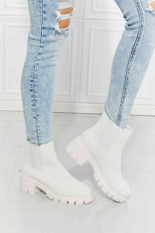 Shop MMShoes Work For It Matte Lug Sole Chelsea Boots in White Now On Klozey Store - Trendy U.S. Premium Women Apparel & Accessories And Be Up-To-Fashion!