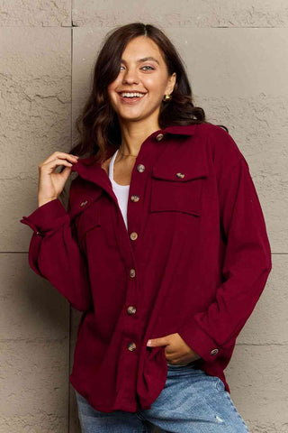 Shop Ninexis Collared Neck Buttoned Front Pocket Jacket Now On Klozey Store - Trendy U.S. Premium Women Apparel & Accessories And Be Up-To-Fashion!