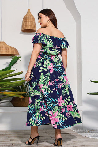 Shop Full Size Floral Off-Shoulder Maxi Dress Now On Klozey Store - Trendy U.S. Premium Women Apparel & Accessories And Be Up-To-Fashion!