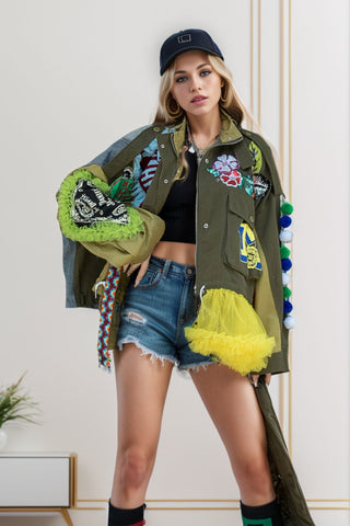Shop Sequin Patchwork Zip Up Dropped Shoulder Jacket Now On Klozey Store - Trendy U.S. Premium Women Apparel & Accessories And Be Up-To-Fashion!