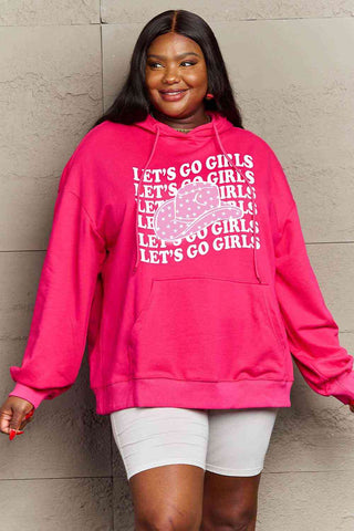Shop Simply Love Simply Love Full Size LET’S GO GIRLS Graphic Dropped Shoulder Hoodie Now On Klozey Store - Trendy U.S. Premium Women Apparel & Accessories And Be Up-To-Fashion!