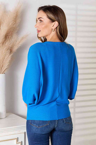 Shop Zenana Full Size Round Neck Batwing Sleeve Blouse Now On Klozey Store - Trendy U.S. Premium Women Apparel & Accessories And Be Up-To-Fashion!