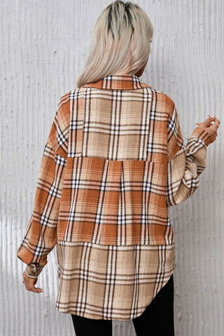 Shop Plaid Snap Down Collared Neck Jacket Now On Klozey Store - Trendy U.S. Premium Women Apparel & Accessories And Be Up-To-Fashion!