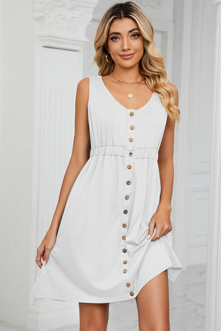 Shop Buttoned Wide Strap Mini Dress Now On Klozey Store - Trendy U.S. Premium Women Apparel & Accessories And Be Up-To-Fashion!