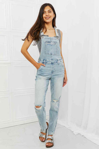 Shop Judy Blue Melina Full Size Distressed Straight Leg Overalls Now On Klozey Store - U.S. Fashion And Be Up-To-Fashion!