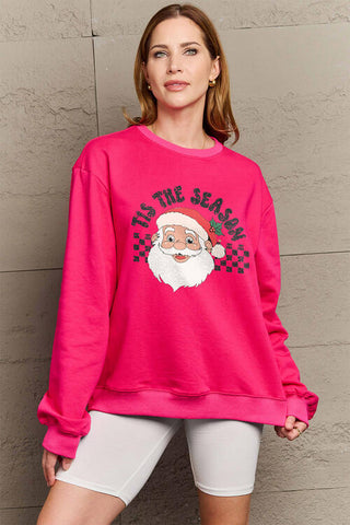 Shop Simply Love Full Size Santa Graphic Long Sleeve Sweatshirt Now On Klozey Store - Trendy U.S. Premium Women Apparel & Accessories And Be Up-To-Fashion!
