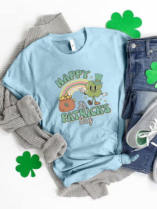 Shop HAPPY ST PATRICK'S DAY Round Neck T-Shirt Now On Klozey Store - Trendy U.S. Premium Women Apparel & Accessories And Be Up-To-Fashion!