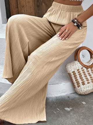 Shop Textured High-Waist Wide Leg Pants Now On Klozey Store - Trendy U.S. Premium Women Apparel & Accessories And Be Up-To-Fashion!