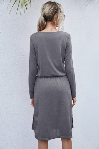 Shop Round Neck Side Slit Dress Now On Klozey Store - U.S. Fashion And Be Up-To-Fashion!