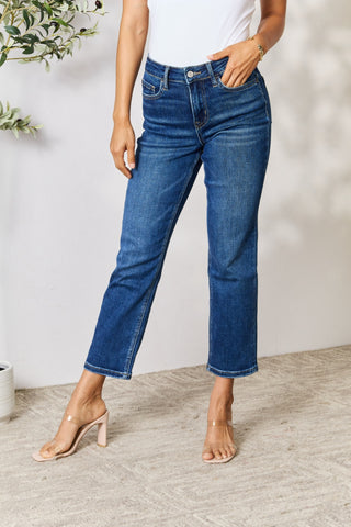 Shop BAYEAS Cropped Straight Jeans Now On Klozey Store - Trendy U.S. Premium Women Apparel & Accessories And Be Up-To-Fashion!
