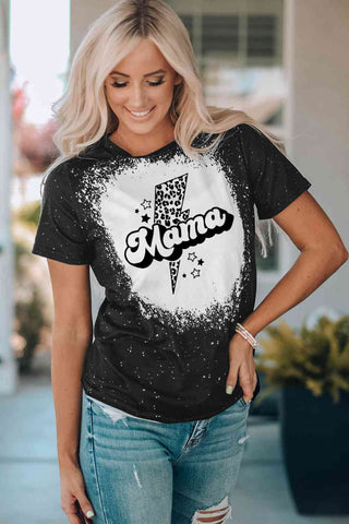 Shop MAMA Lightning Graphic Short Sleeve Tee Shirt Now On Klozey Store - Trendy U.S. Premium Women Apparel & Accessories And Be Up-To-Fashion!
