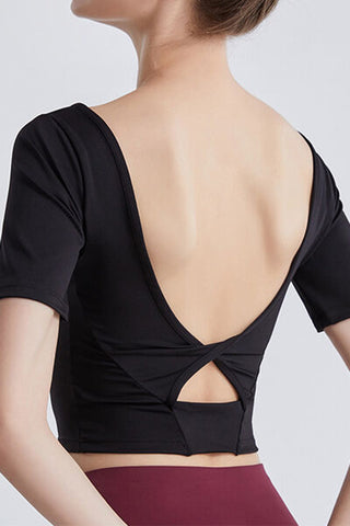 Shop Cutout Backless Round Neck Active T-Shirt Now On Klozey Store - Trendy U.S. Premium Women Apparel & Accessories And Be Up-To-Fashion!
