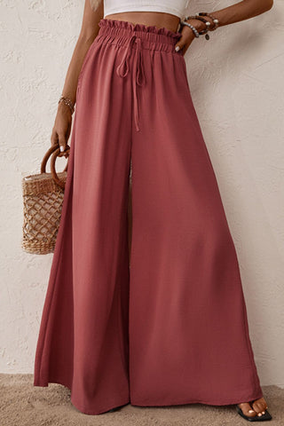 Shop Smocked Paperbag Waist Wide Leg Pants Now On Klozey Store - Trendy U.S. Premium Women Apparel & Accessories And Be Up-To-Fashion!