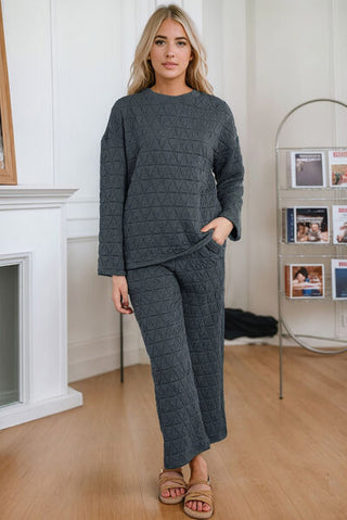 Shop Round Neck Top and Pocketed Pants Lounge Set Now On Klozey Store - U.S. Fashion And Be Up-To-Fashion!