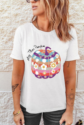 Shop Pumpkin Graphic Short Sleeve T-Shirt Now On Klozey Store - Trendy U.S. Premium Women Apparel & Accessories And Be Up-To-Fashion!