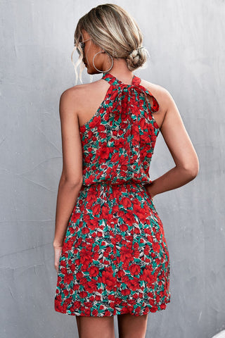 Shop Floral Tied Sleeveless Mini Dress Now On Klozey Store - U.S. Fashion And Be Up-To-Fashion!
