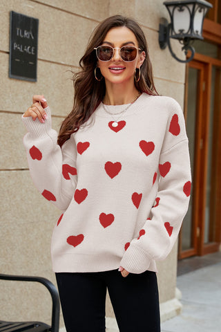 Shop Woven Right Heart Pattern Lantern Sleeve Round Neck Tunic Sweater Now On Klozey Store - Trendy U.S. Premium Women Apparel & Accessories And Be Up-To-Fashion!