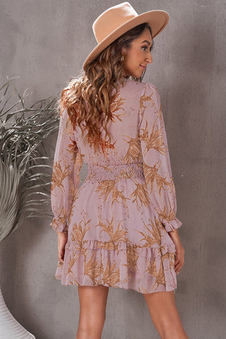 Shop Floral Deep V Flounce Sleeve Mini Dress Now On Klozey Store - Trendy U.S. Premium Women Apparel & Accessories And Be Up-To-Fashion!