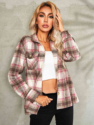 Shop Plaid Button Down Collared Jacket Now On Klozey Store - Trendy U.S. Premium Women Apparel & Accessories And Be Up-To-Fashion!
