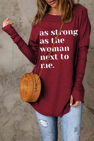 Shop Letter Graphic Thumbhole Sleeve Top Now On Klozey Store - Trendy U.S. Premium Women Apparel & Accessories And Be Up-To-Fashion!